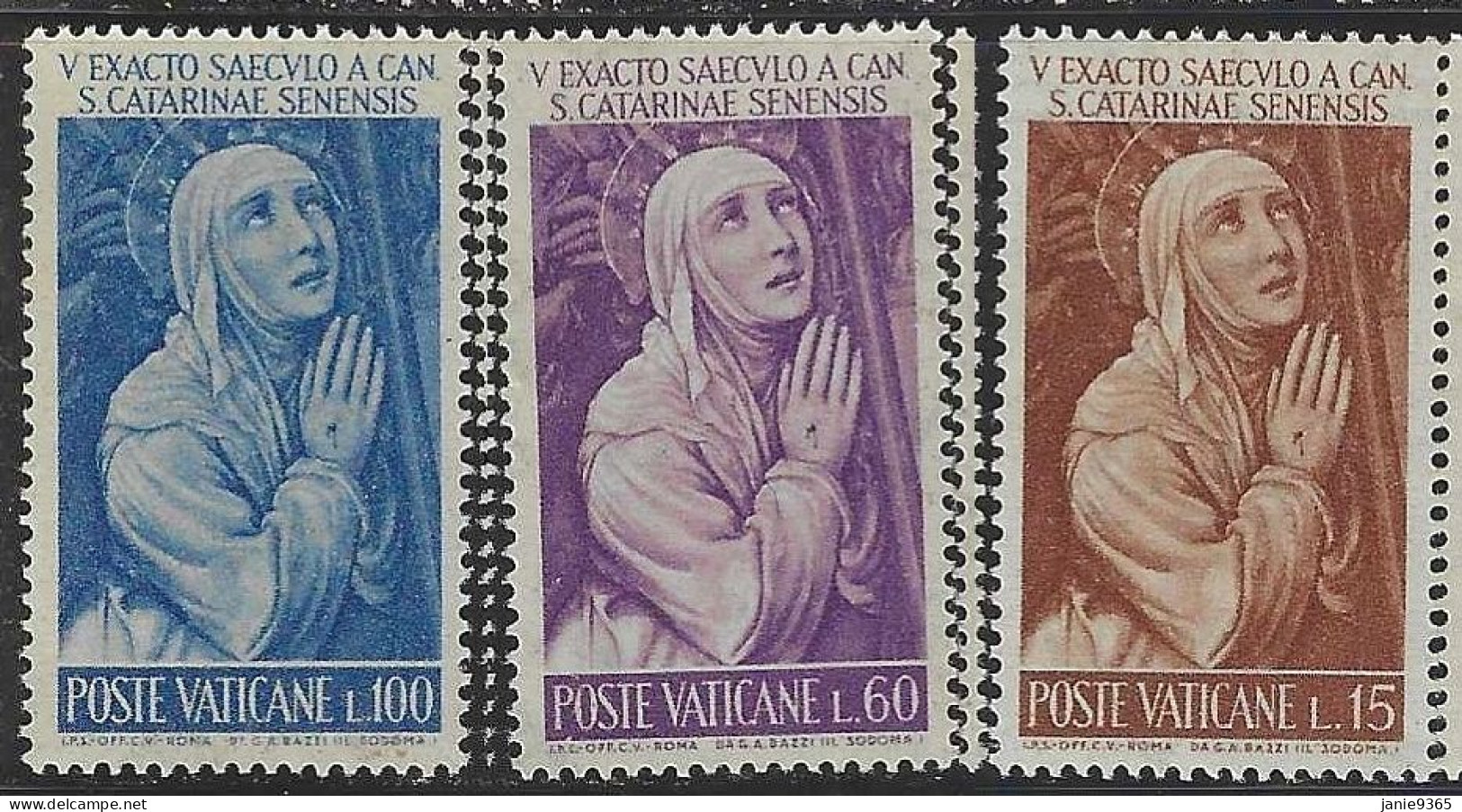 Vatican City S 348-350 1962 St Catherine Of Siena.mint Never Hinged - Nuovi