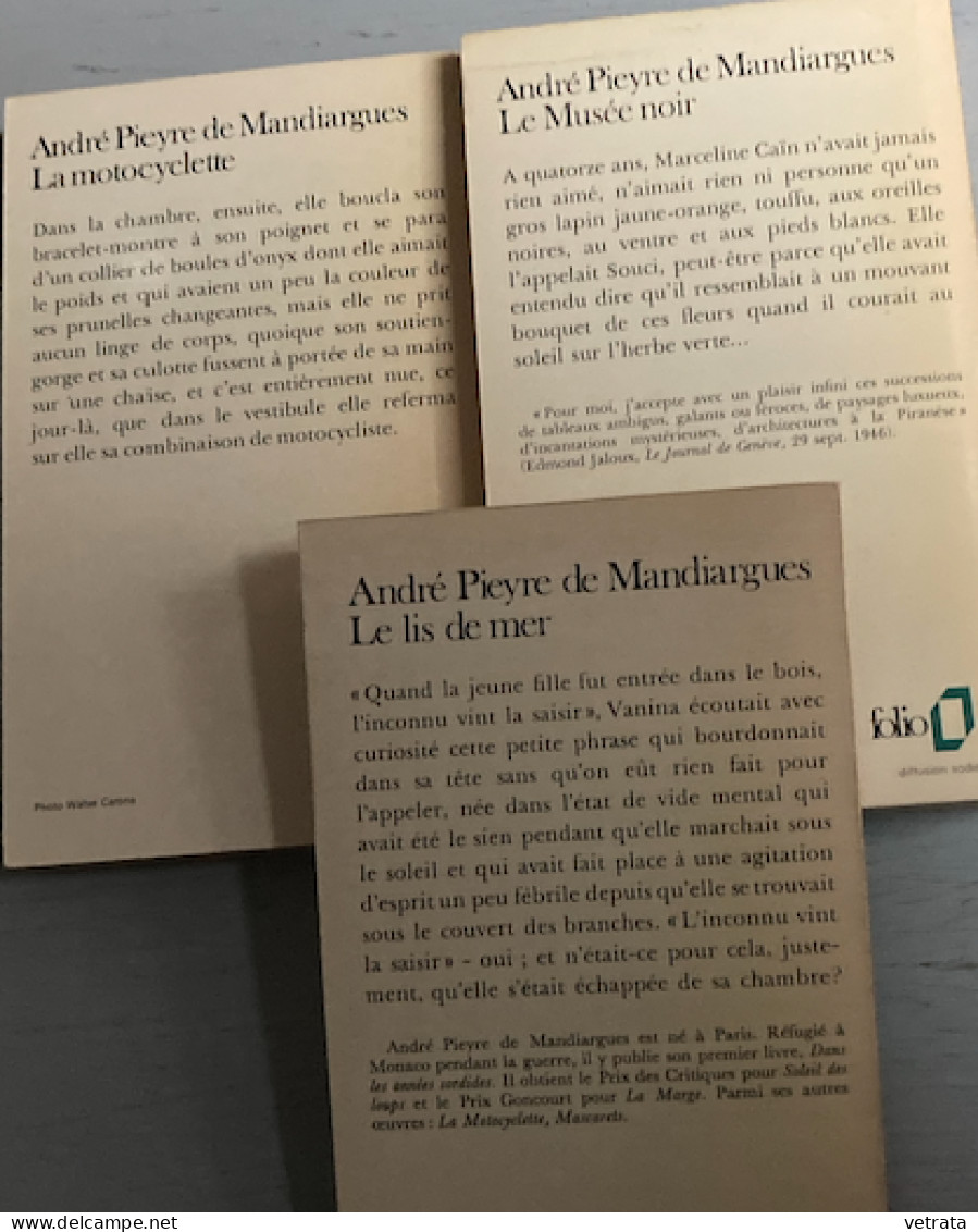 Pieyre De Mandiargues : 5 Livres (Galliamrd & Folio) = La Marge/Mascarets/La Motocyclette/Le Musée Noir/Le Lis De Mer. - Wholesale, Bulk Lots