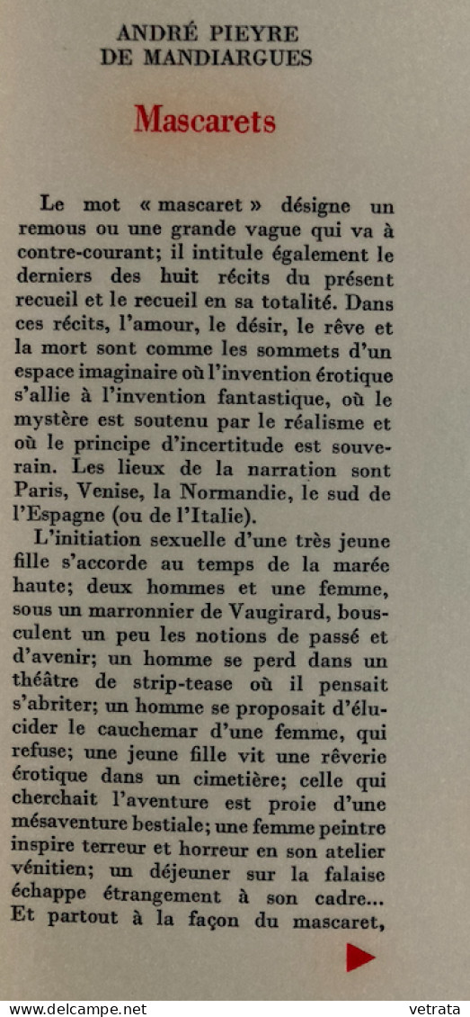 Pieyre De Mandiargues : 5 Livres (Galliamrd & Folio) = La Marge/Mascarets/La Motocyclette/Le Musée Noir/Le Lis De Mer. - Paquete De Libros