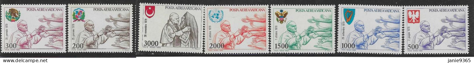 Vatican City AP 68-74 1980 Pope Travels .mint Never Hinged - Neufs