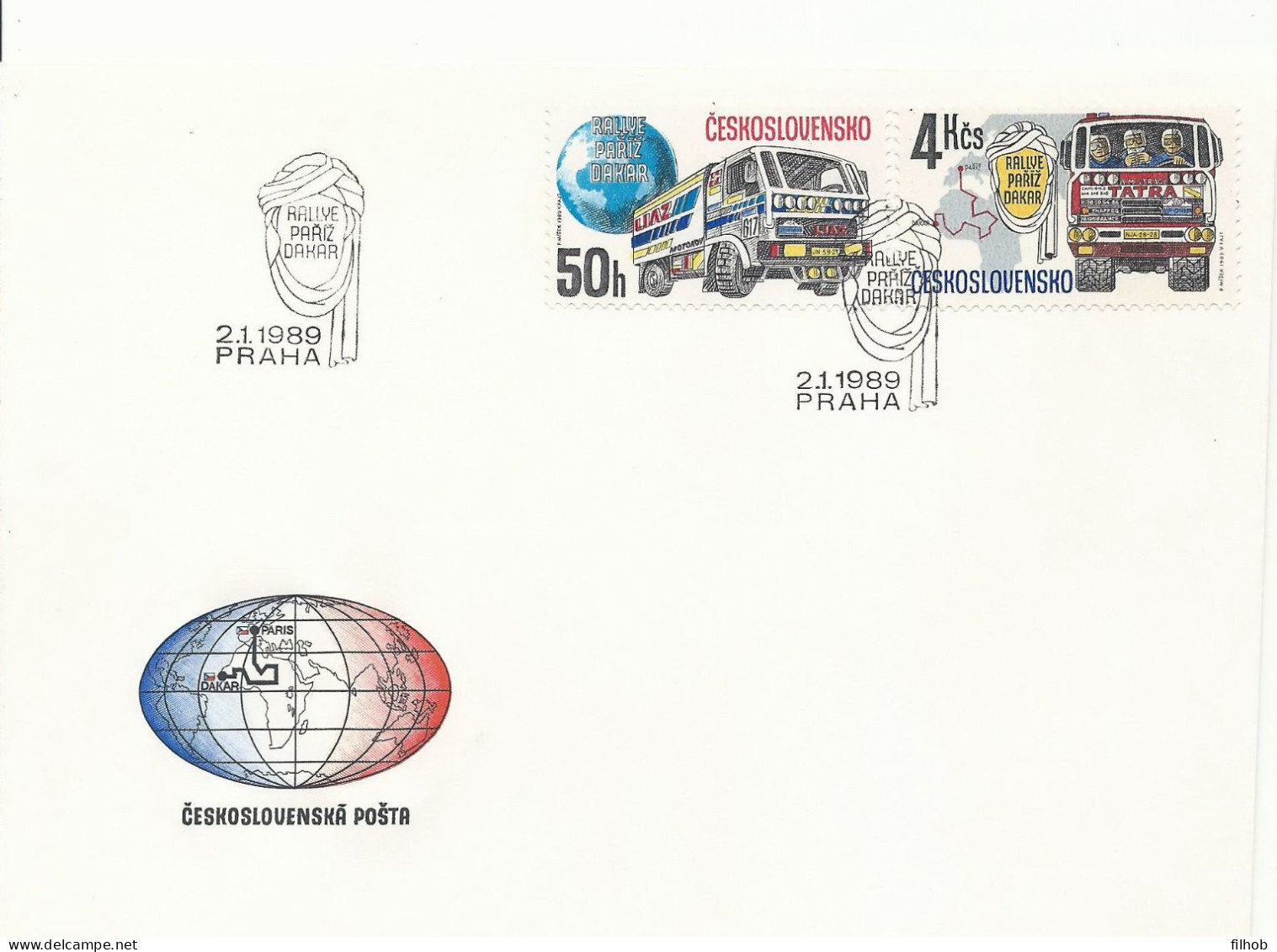 Czechoslovakia Postmark (3536): Sport Paris - Dakar Rally - Sobres