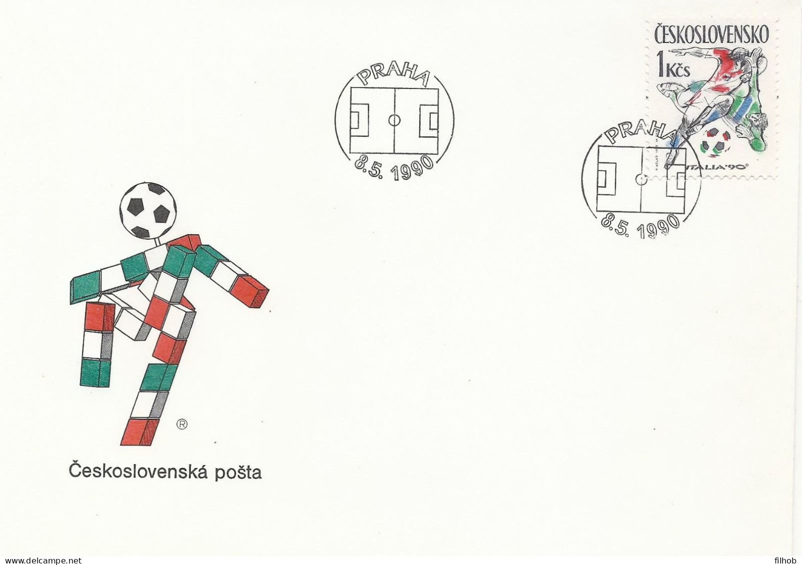 Czechoslovakia Postmark (3544): Sport FIFA World Cup Italia 90 - Buste