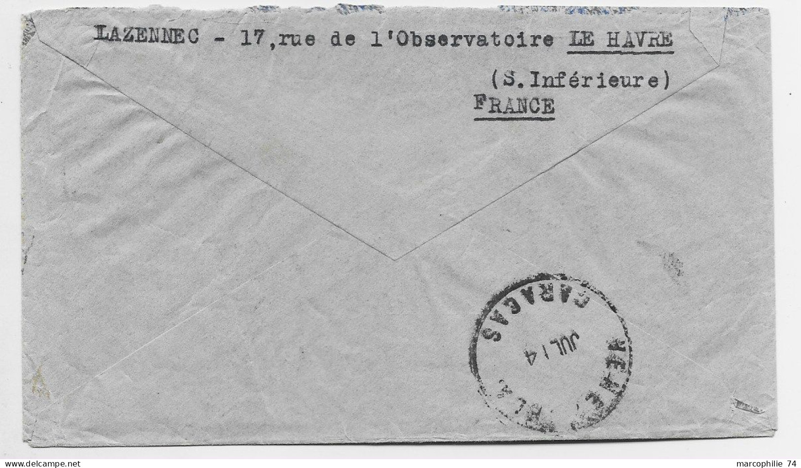 FRANCE GANDON 5FR VERTX2+ 760X3 LETTRE AVION LE HAVRE 10.7.1947 POUR GUATEMALA AU TARIF - 1945-54 Marianne De Gandon