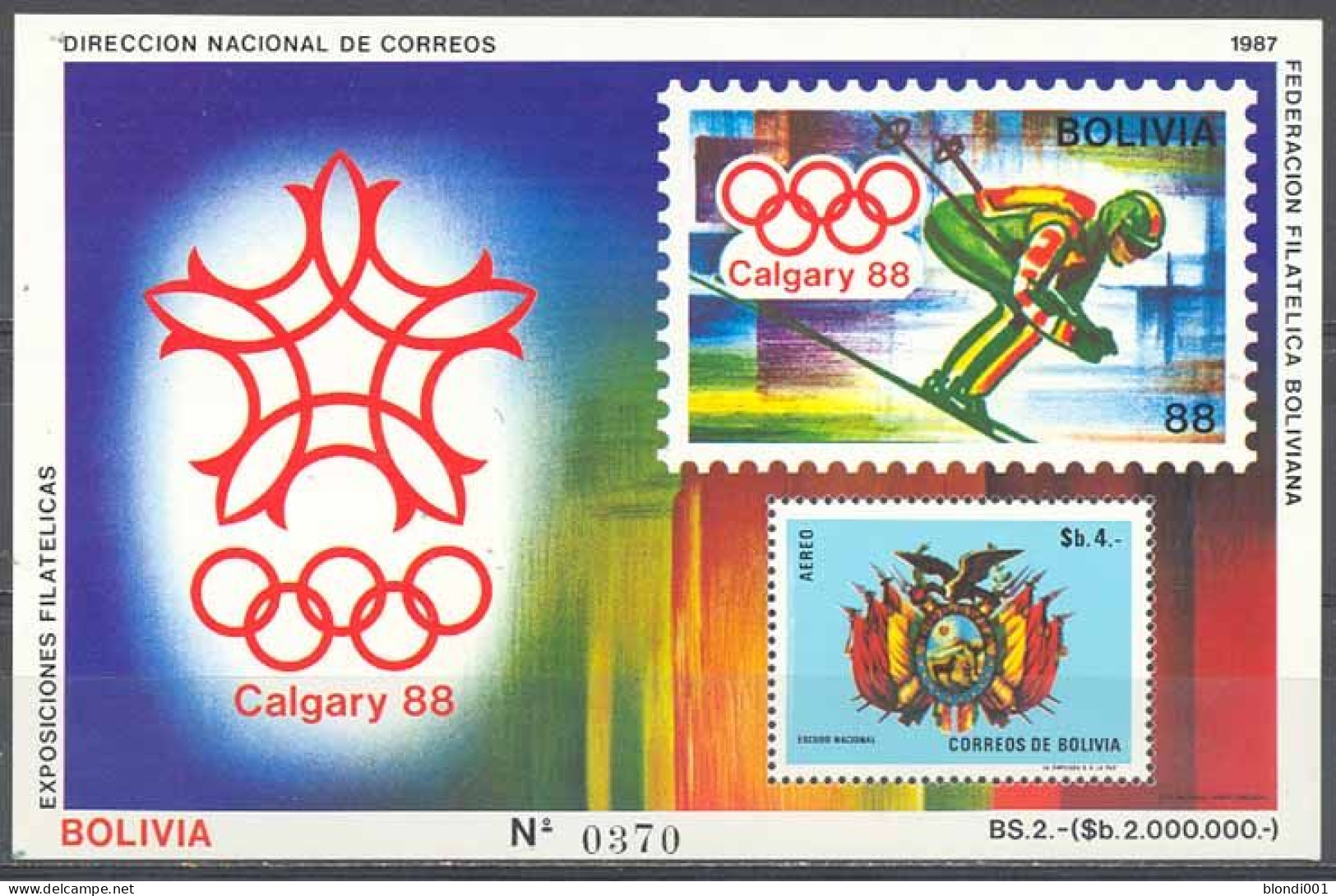 Olympics 1988 - Ski - BOLIVIA - S/S MNH - Inverno1988: Calgary