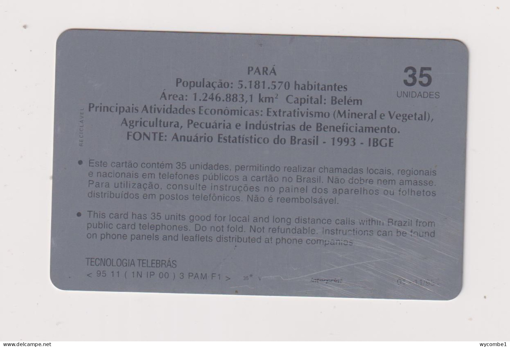 BRASIL - Para Inductive Phonecard - Brasilien