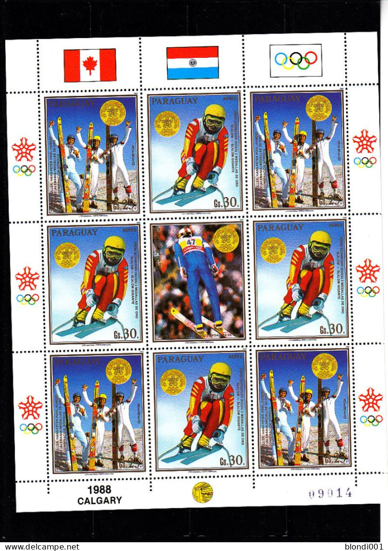 Olympics 1988 - Ski - PARAGUAY - Sheet MNH - Inverno1988: Calgary