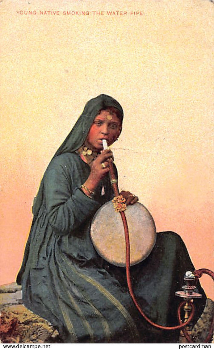 Egypt - Young Native Woman Smoking The Water Pipe - Hookah - Publ. Lichtenstern & Harari 49 - Other & Unclassified