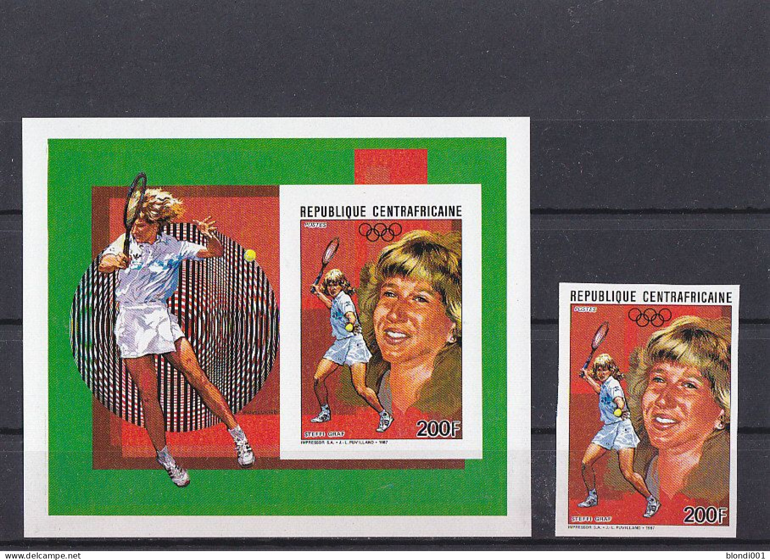 Olympics 1988 - Tennis - Graf - C.-AFRICA - S/S+Stamp Imp. MNH - Ete 1988: Séoul