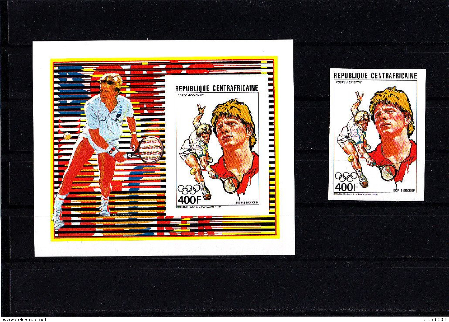 Olympics 1988 - Tennis - Becker - C.-AFRICA - S/S+Stamp Imp. MNH - Summer 1988: Seoul