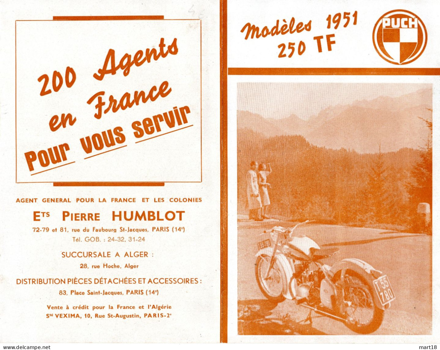 Publicité - 1951 - Moto PUCH - 250 TF - - Motorräder