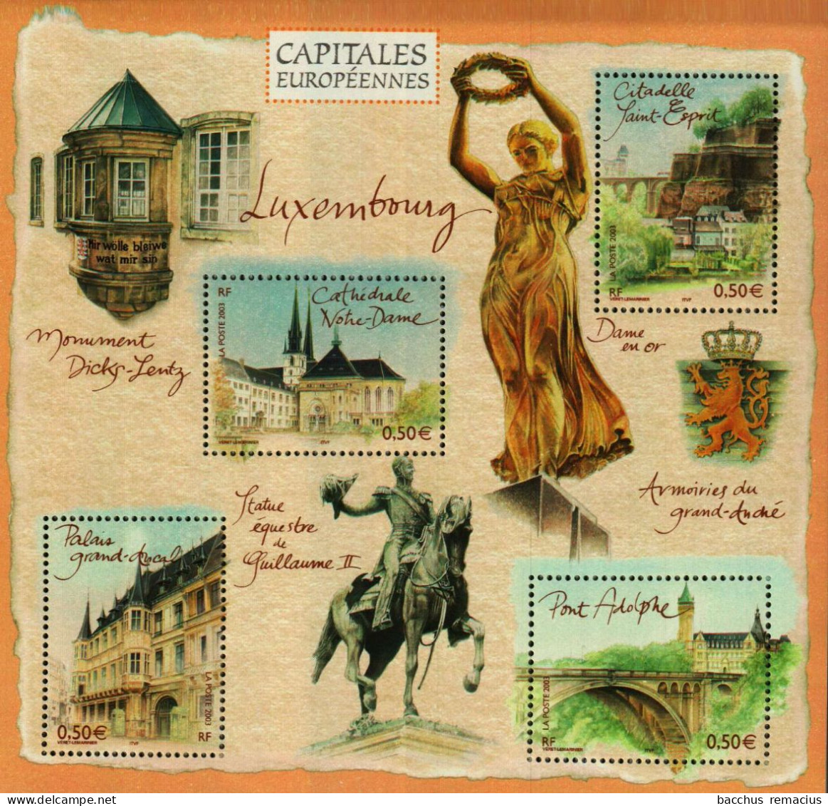 FRANCE - Bloc De 4 Timbres-Poste à 0,50 Euro - CAPITALES EUROPÉENES - LUXEMBOURG 2003 - Blocs & Feuillets