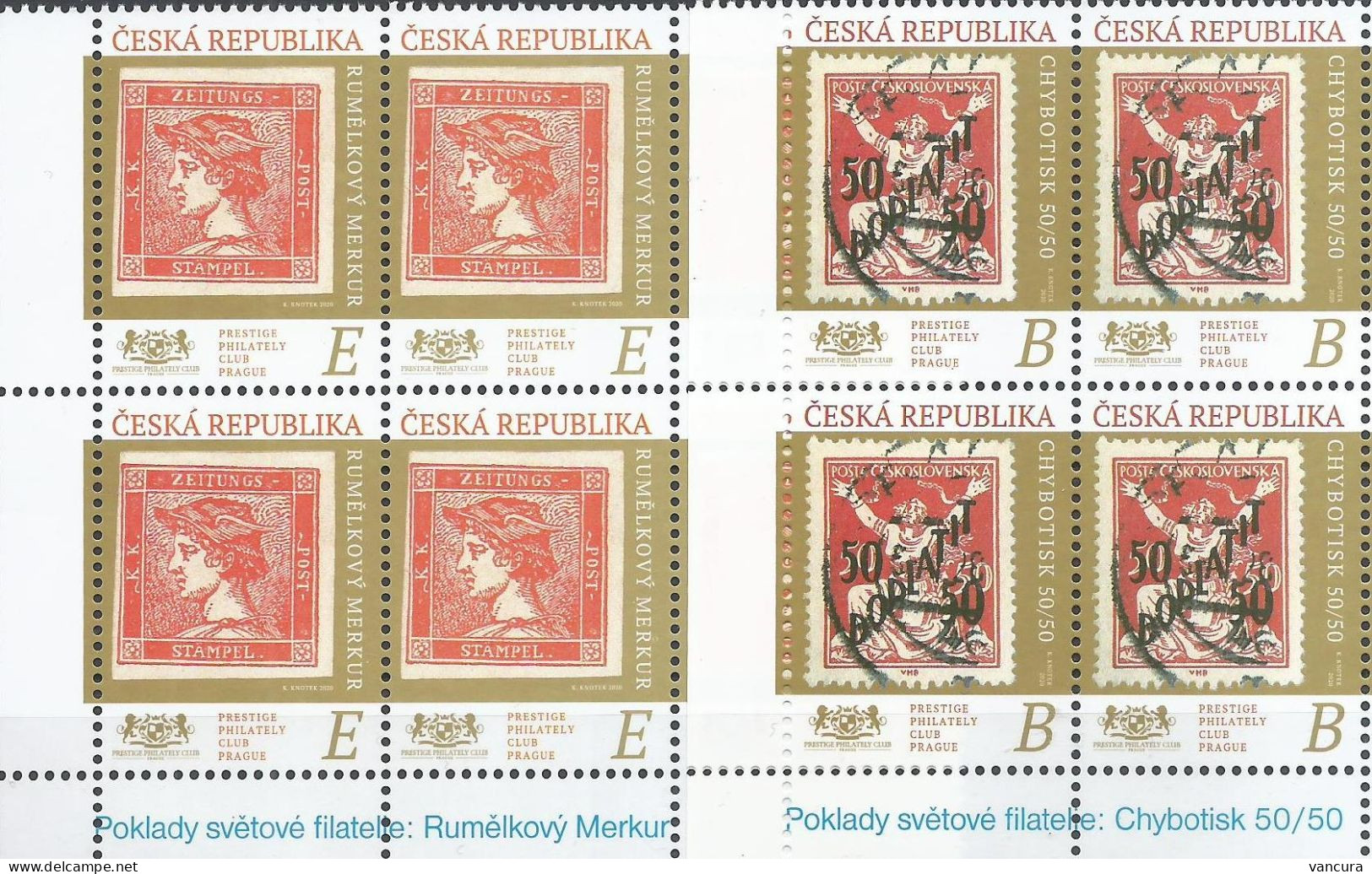 1089 - 1090 Czech Republic Stamp On Stamp: Printing Error 50/50 DOPLATIT And Merkuir 2020 - Nuovi