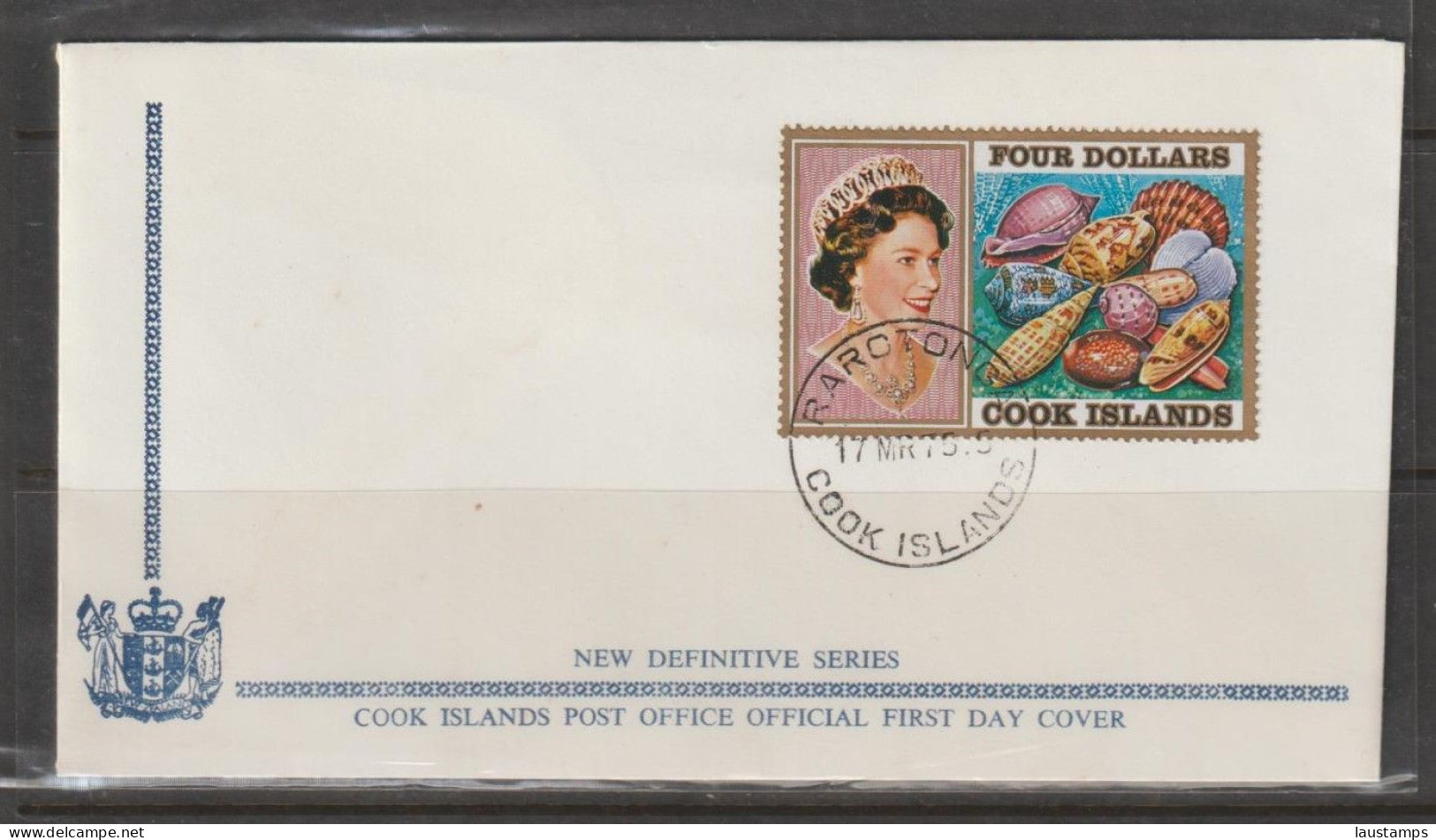 Cook Islands 1974 Shell Definitive Series($4) FDC - Coneshells