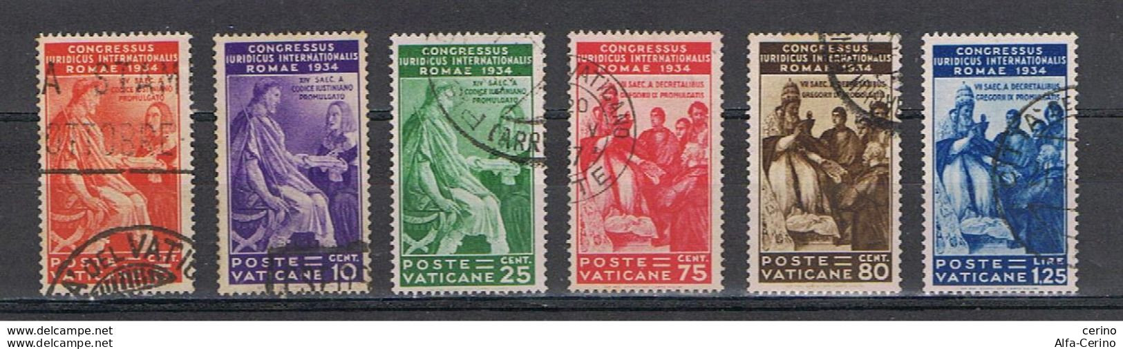VATICANO:  1935  GIURIDICO  -  S. CPL. 6  VAL. US. -  SASS. 41/46  -  SPL. - Used Stamps