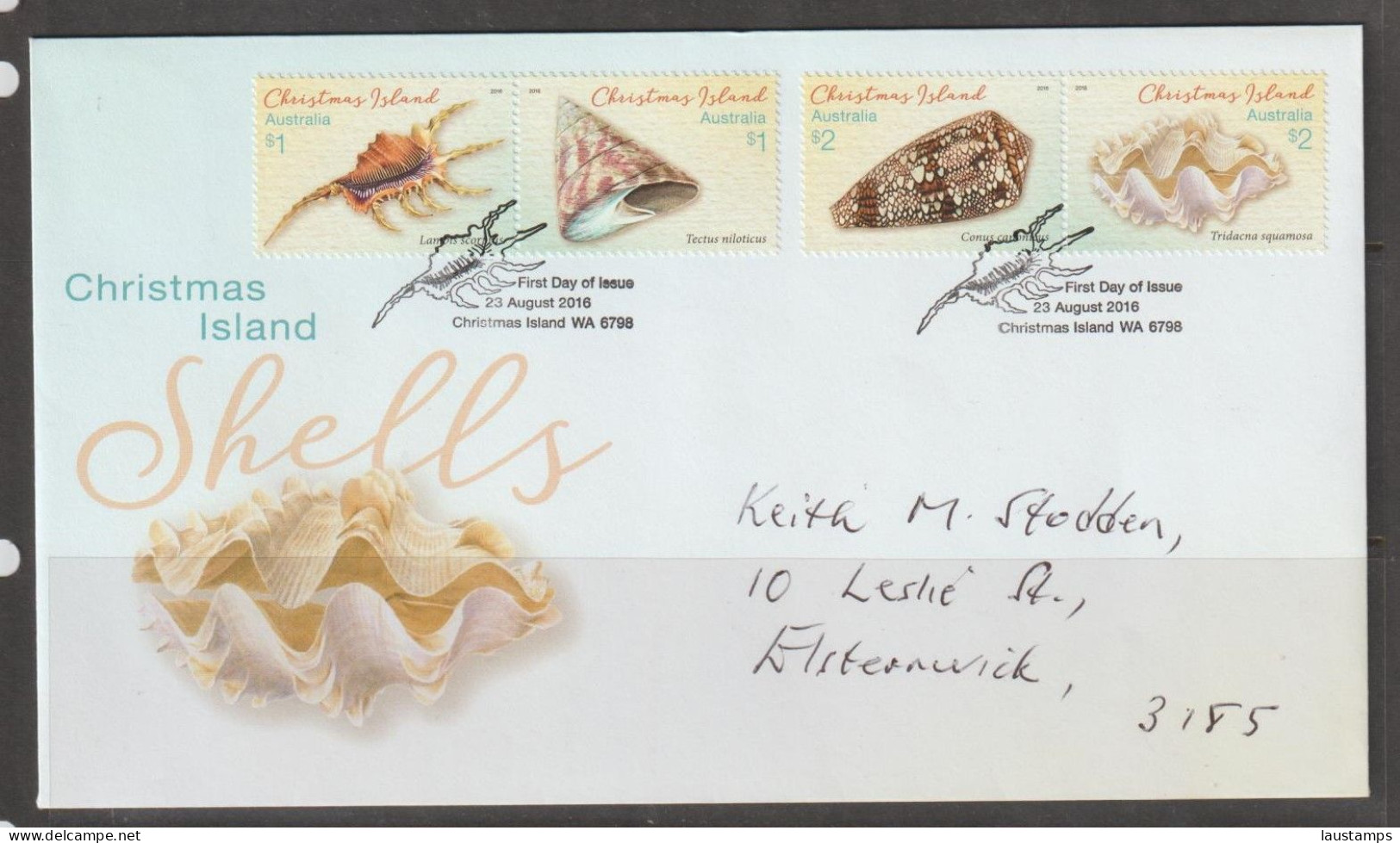 Christmas Island 2016 Shells FDC - Coneshells