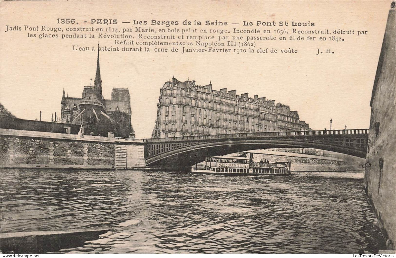 FRANCE - Paris - Les Berges De La Seine - Le Pont Saint Louis - Carte Postale Ancienne - Puentes