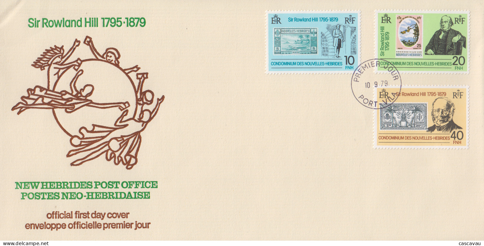 Enveloppe FDC  1er Jour   NOUVELLES  HEBRIDES  Sir  Roland  HILL   1979 - Rowland Hill