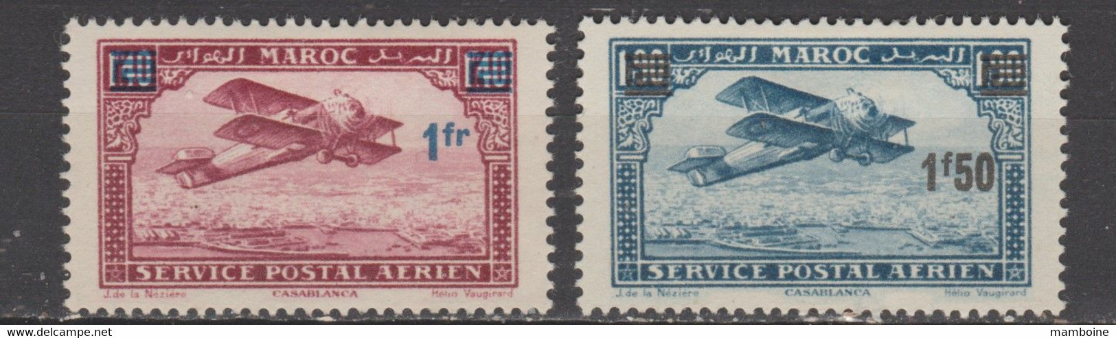 MAROC 1931  P. Aerien  N° 32 / 33 Neuf  X (trace De Charn.) Serie Complète. - Airmail