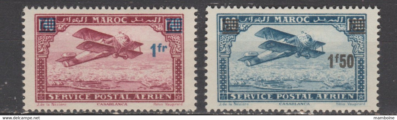 MAROC 1931  P. Aerien  N° 32 / 33 Neuf  X (trace De Charn.) Serie Complète. - Poste Aérienne