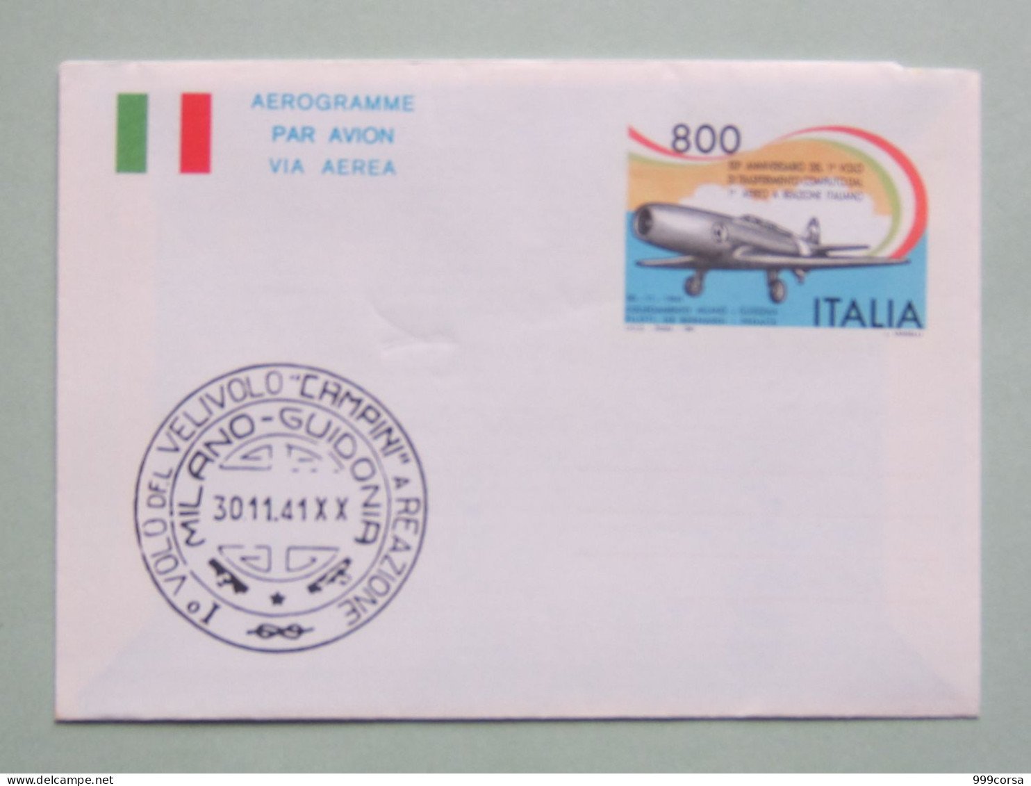ITALIA 1991,Trasporti Aerei I° Volo A Reazione Campini Caproni, Nuovo,il Bollo A Sinistra è Stampato - Andere (Lucht)