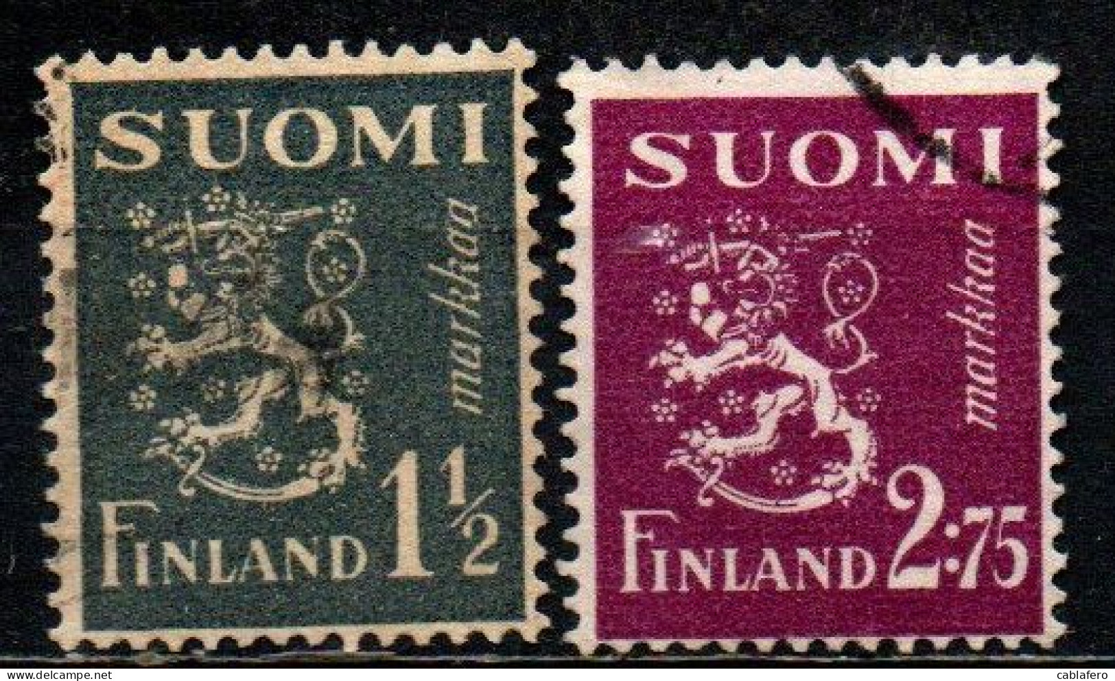 FINLANDIA - 1940 - LEONE RAMPANTE - NUOVO TIPO SU FONDO UNITO - USATI - Usados