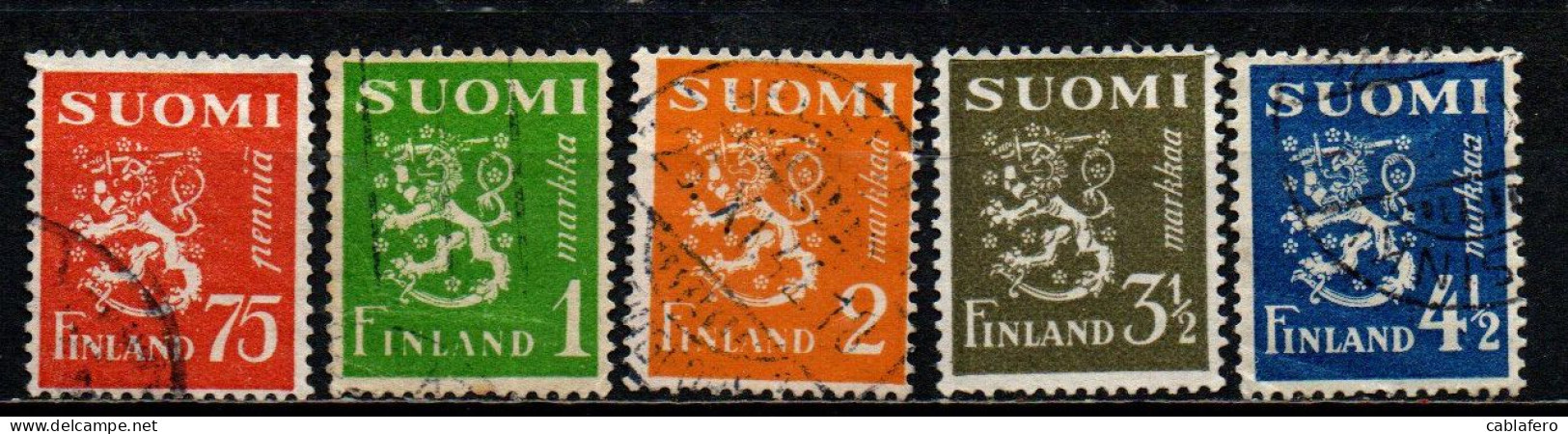 FINLANDIA - 1942 - LEONE RAMPANTE - NUOVI VALORI - USATI - Used Stamps