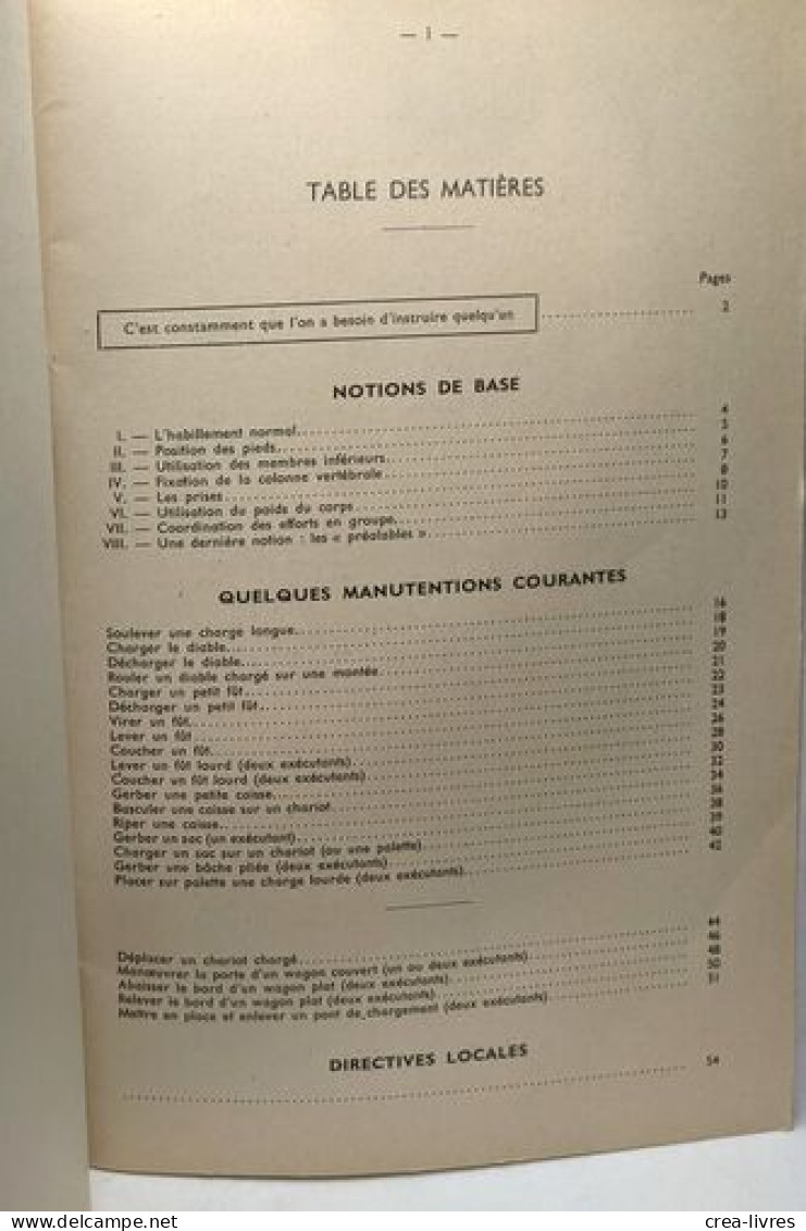 Guide Du Chef D'équipe De Manutention (manutention Manuelle) Société Nationale Des Chemins De Fer Français - Salud