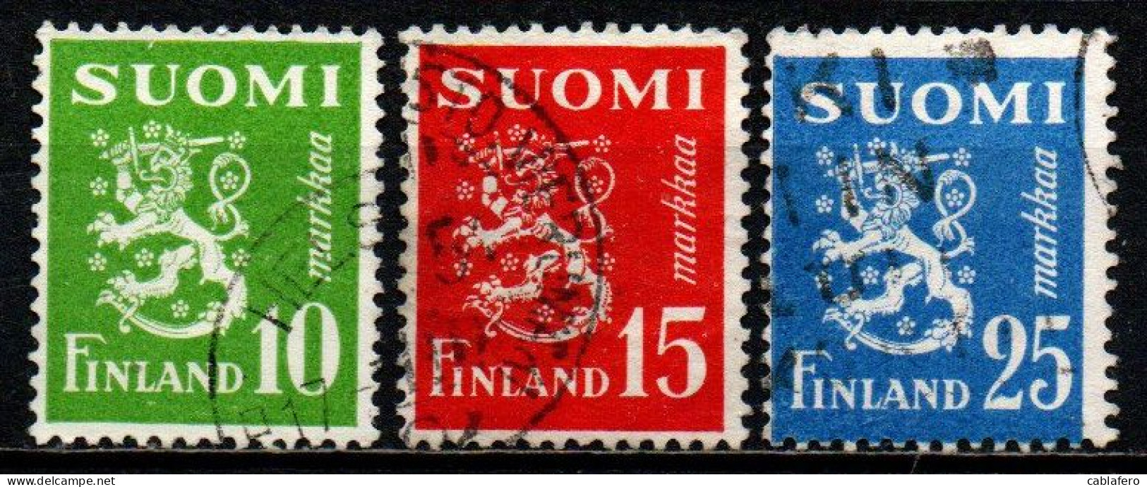 FINLANDIA - 1952 - LEONE RAMPANTE - NUOVI VALORI - USATI - Used Stamps