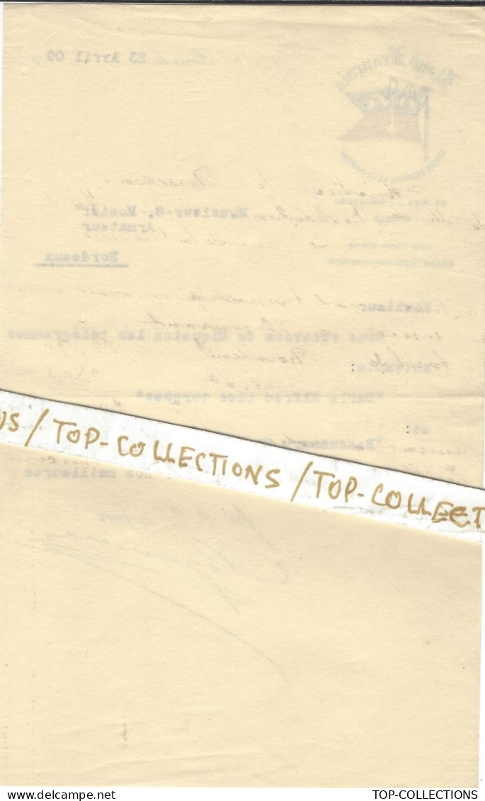 1909  NAVIGATION PECHE OFFICE CENTRAL DE LA MARINE Paris Lloyd Français Pour G.Monier Armateur Bordeaux  V.HISTORQUE - 1800 – 1899