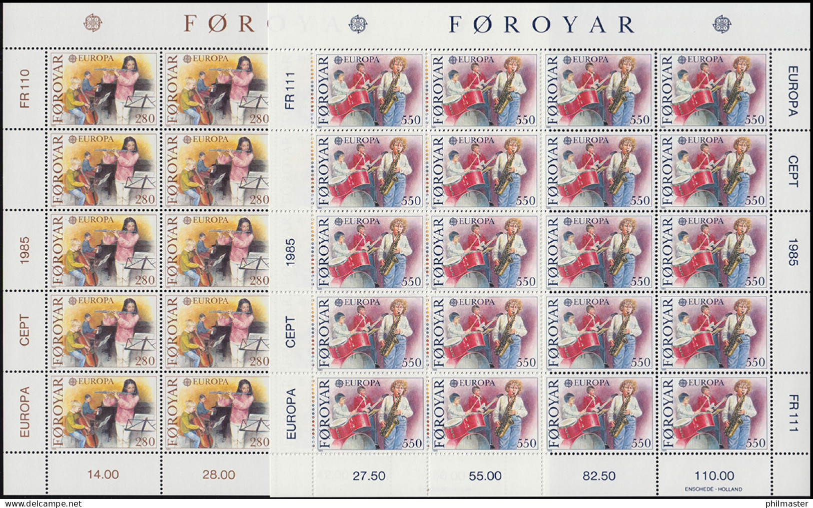 Dänemark-Färöer 116-117 Europaunion CEPT 1985 - Kleinbogen-Satz ** / MNH - Färöer Inseln