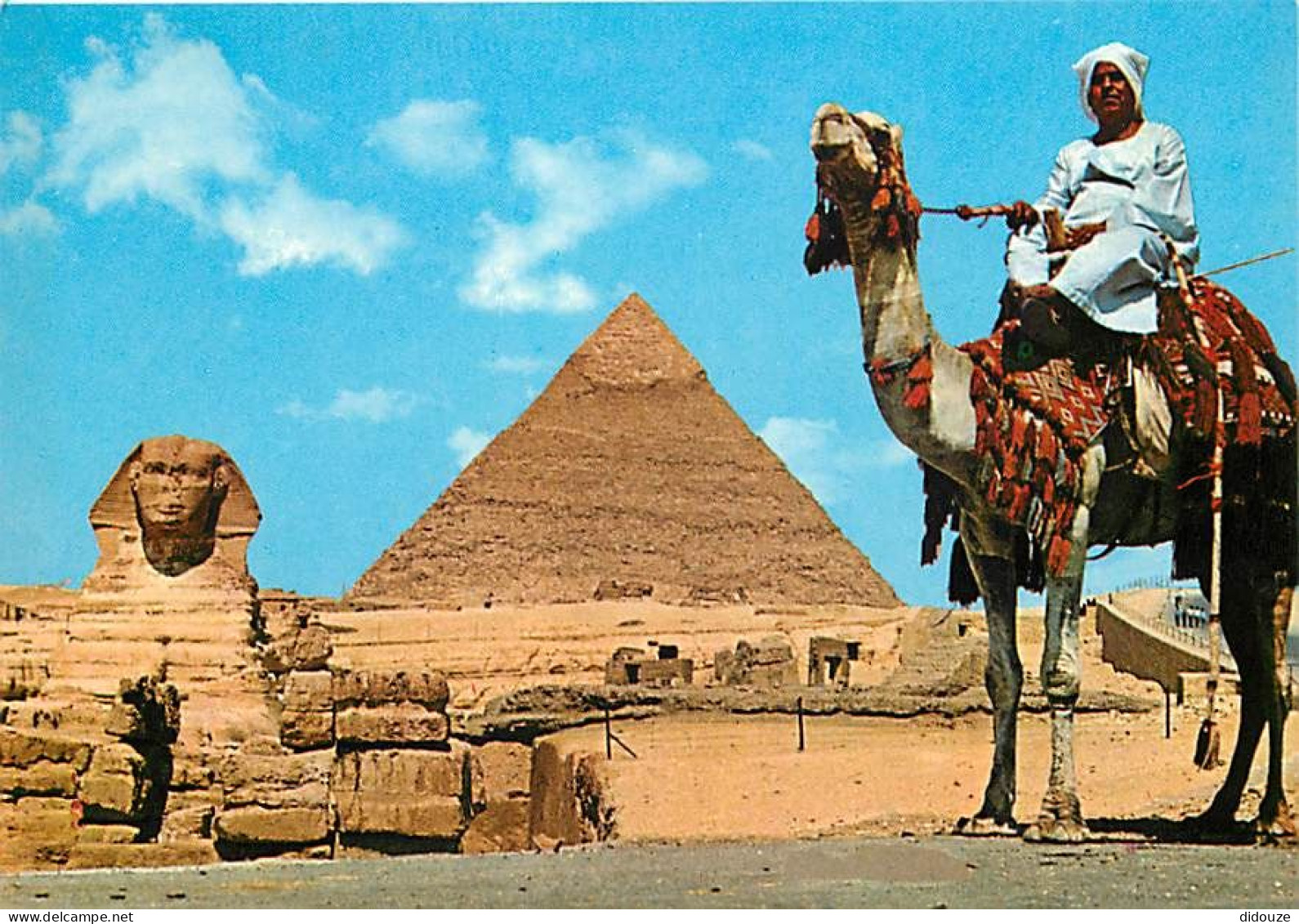 Egypte - Gizeh - Giza - The Great Sphinx And Khephren Pyramid - Le Grand Sphinx Et Pyramide De Chéphren - Chamelier - Ch - Gizeh