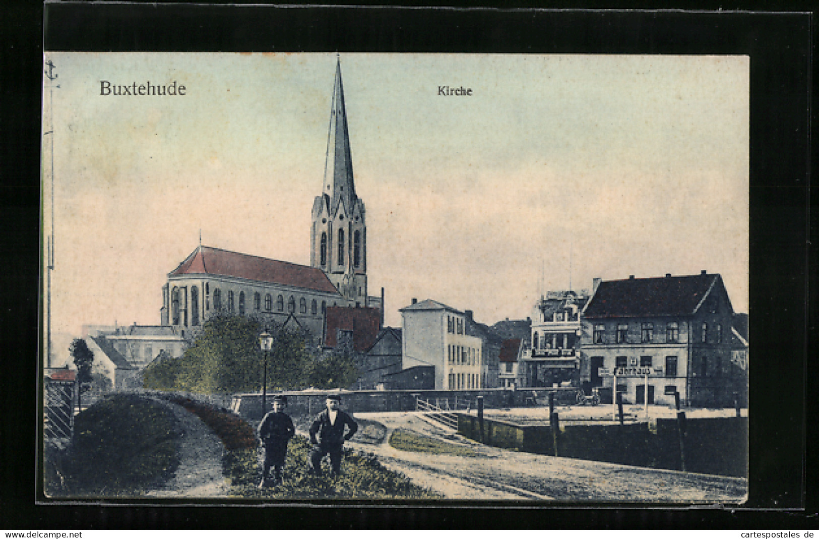 AK Buxtehude, Ortspartie Mit Kirche Und Fährhaus  - Buxtehude