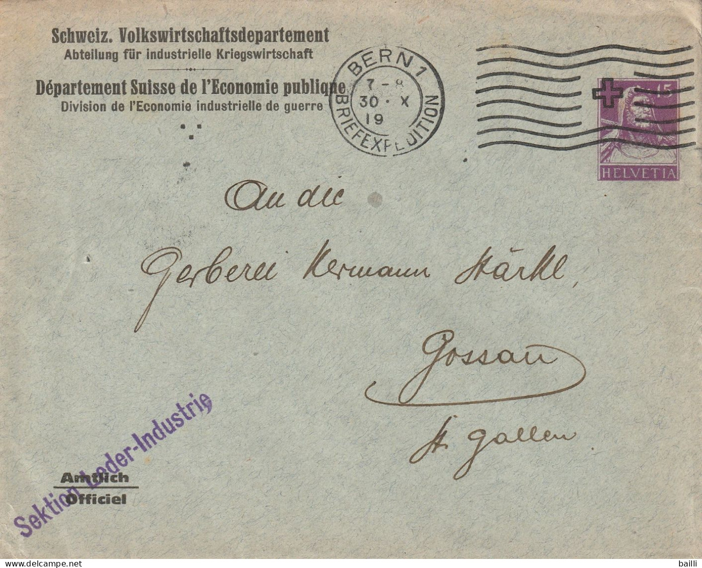 Suisse Entier Postal Privé Bern 1918 - Interi Postali