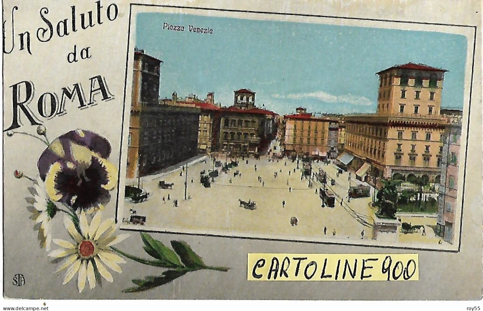 Lazio Roma Piazza Venezia Veduta Animata Fine 800 Grus Aus Saluti Da Roma (f.piccolo) - Souvenir De...