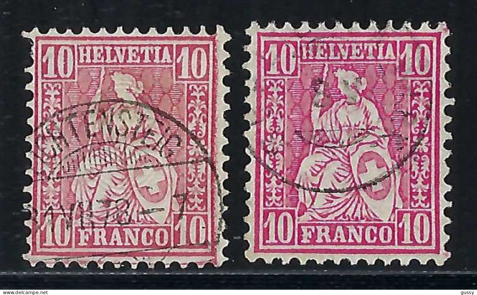 SUISSE Ca. 1867-78: Le ZNr. 38, Obl. CAD, 2 Nuances - Gebraucht