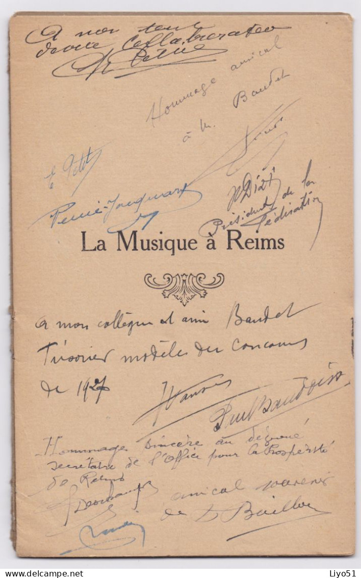 La Musique à Reims Concours De Musique 1927 Marcel Finot Fascicule De 16 Pages Et Nombreuses Dédicaces - Libri Con Dedica