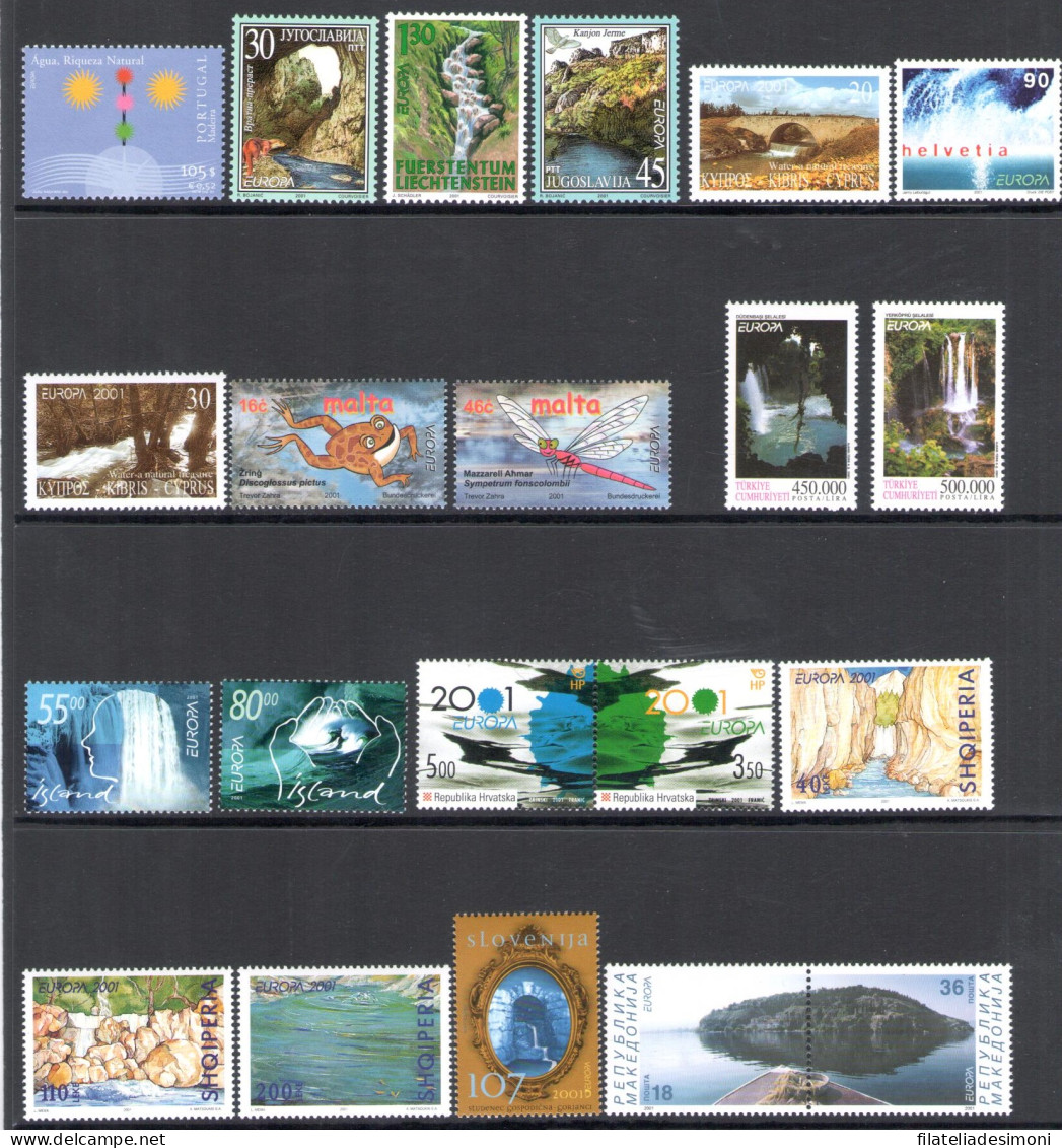2001 EUROPA CEPT, Annata Completa 107 Valori + 2 Foglietti - MNH** - Komplette Jahrgänge