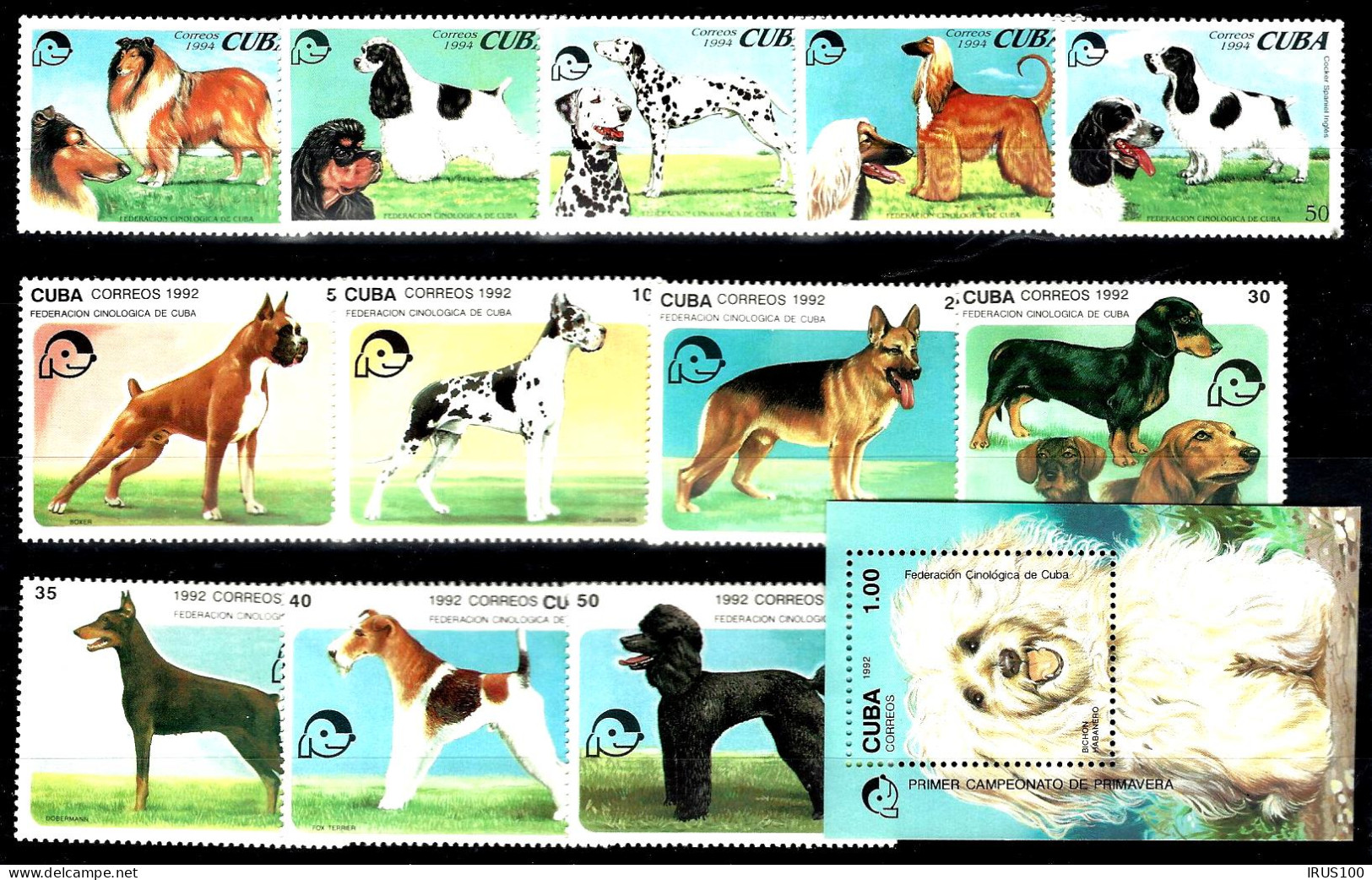 CUBA - SÉRIE COMPLÈTE CHIENS - BLOC FEUILLET - MNH  ** - Honden