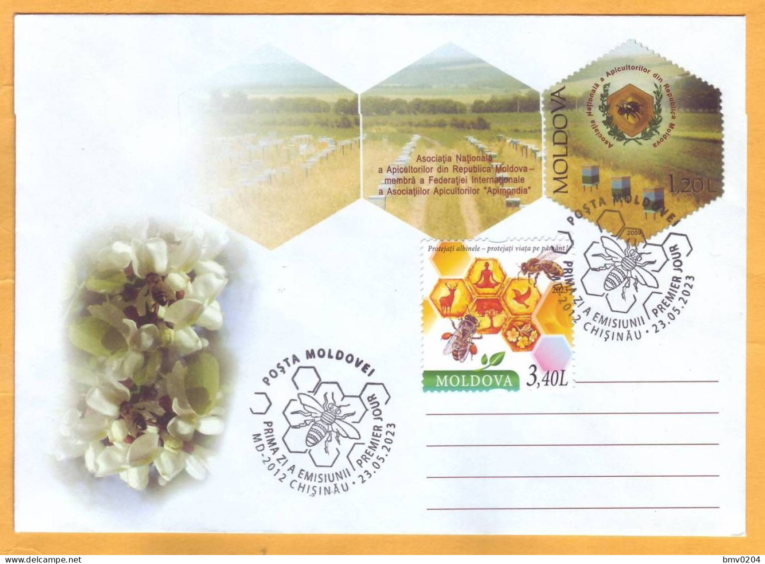 2023  Moldova Moldavie Private FDC „Apiculture. Protect The Bees - Protect Life On Earth!” - Abejas