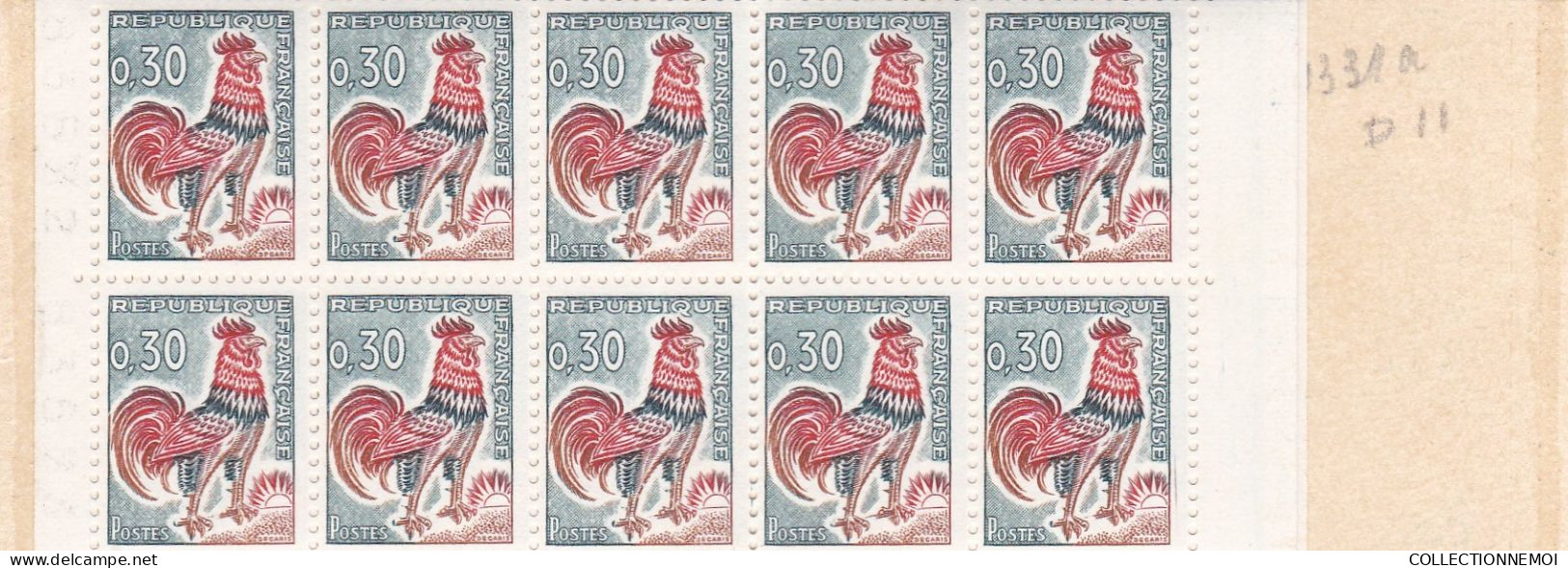 Carnet COQ 30 Centimes ,, 2 Carnets De 20 Timbres ,,adherence Sur 1,à Voir Et Collé Un Peu De Travers - Altri & Non Classificati