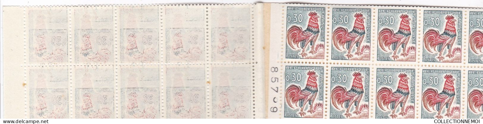 carnet COQ 30 centimes ,, 2 carnets de 20 timbres ,,adherence sur 1,à voir et collé un peu de travers
