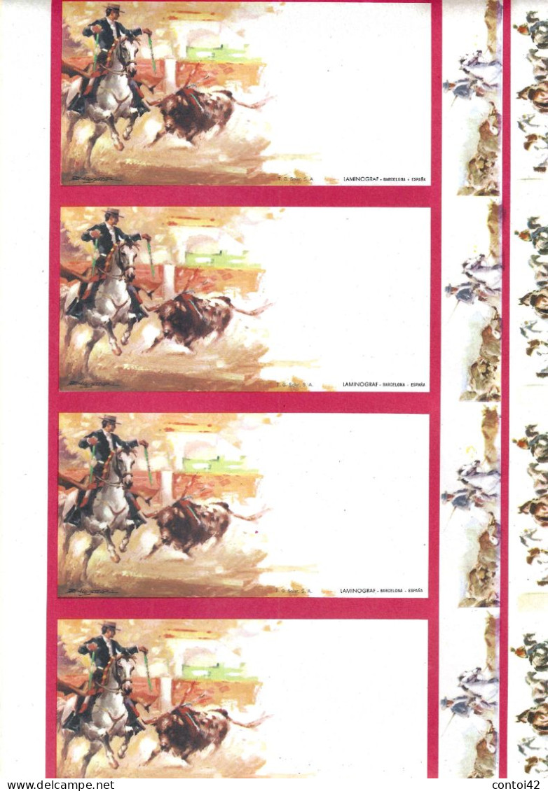 PLANCHE ANCIENNE ORIGINALE TICKETS DE CORRIDA A CHEVAL TAUROMACHIE TAUREAUX DE CORRIDA ILLUSTRATEUR ESPAGNE - Tickets - Vouchers