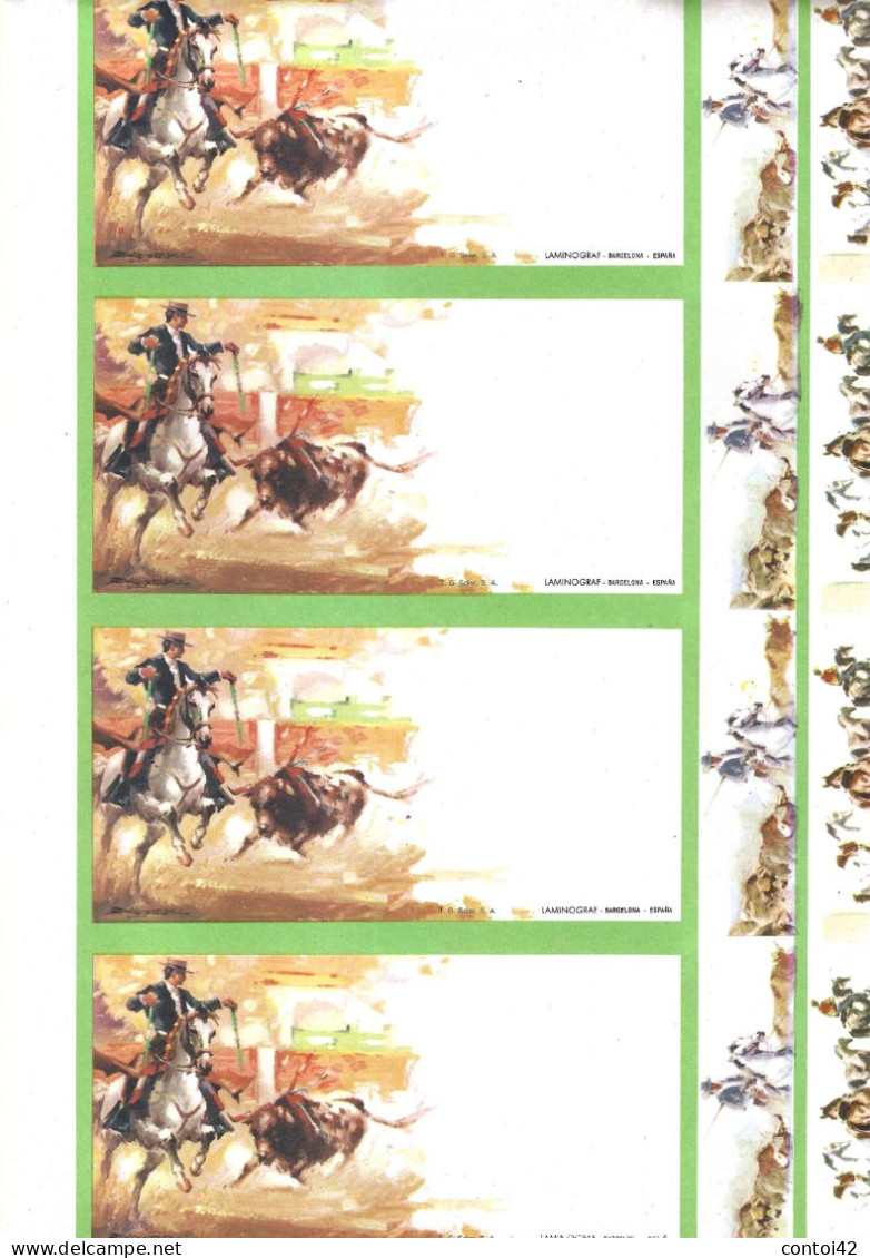 PLANCHE ANCIENNE ORIGINALE TICKETS DE CORRIDA A CHEVAL TAUROMACHIE TAUREAUX DE CORRIDA ILLUSTRATEUR ESPAGNE - Eintrittskarten