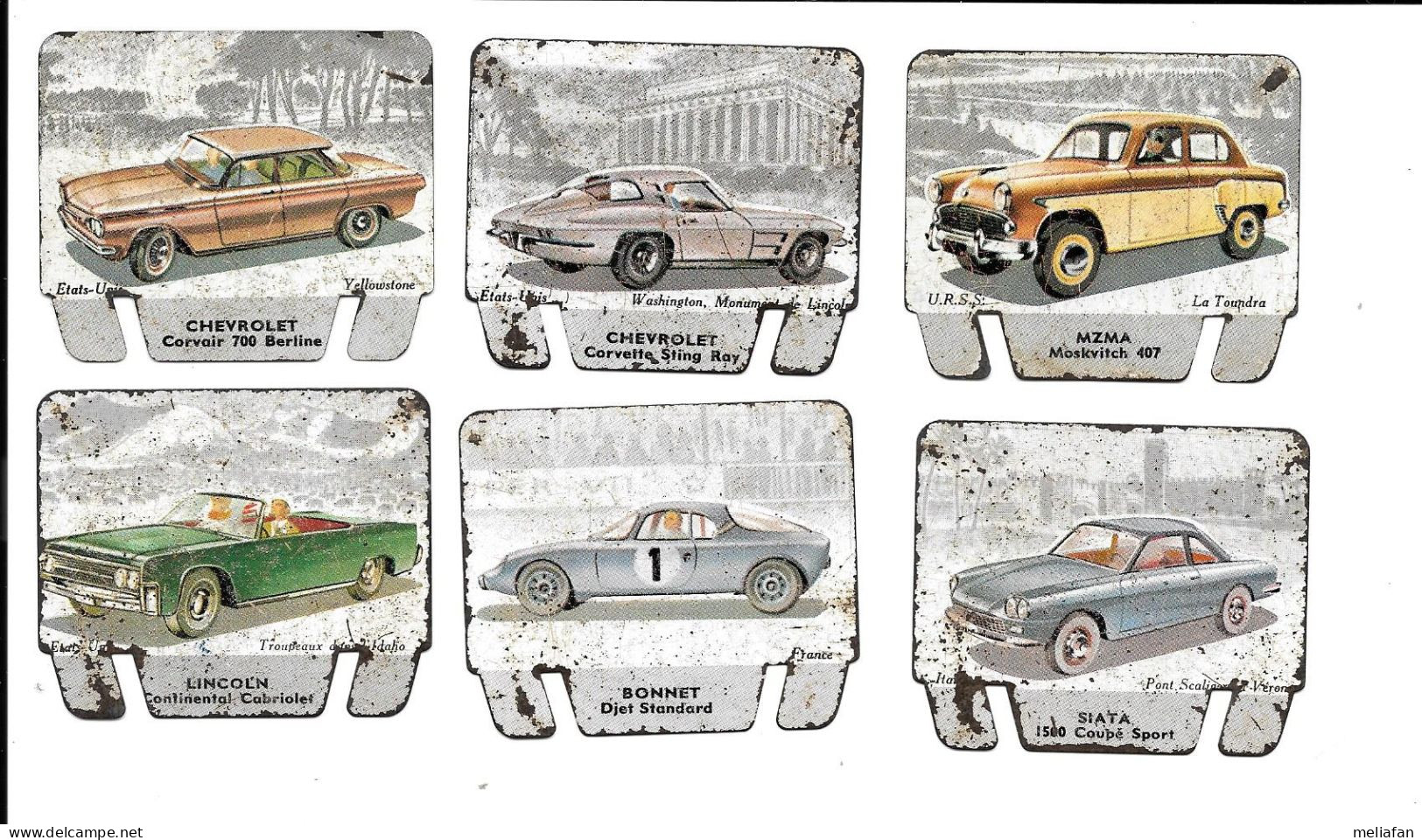 CD11 - PLAQUE LA BASQUAISE - SIATA 1500 - MOSKOVITCH - BONNET DJET - LINCOLN CONTINENTAL - CHEVROLET CORVAIR CORVETTE - Cars