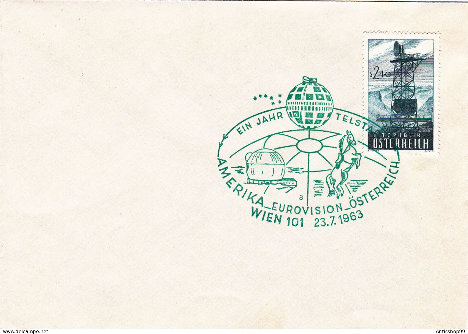 AMERIKA-EUROVISION_OSTERREICH,    COVERS WITH SPECIAL STAMP   1963  AUSTRIA - Lettres & Documents