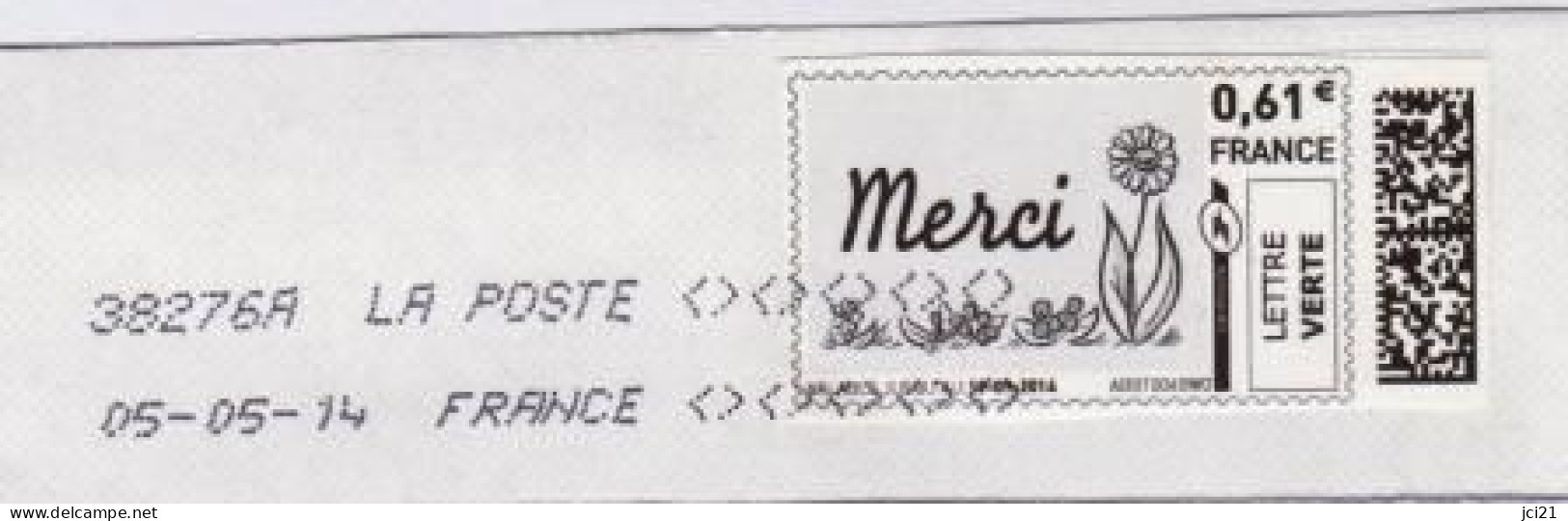 MON TIMBRE EN LIGNE " MERCI " Fleur OBLITÉRÉ SUR ENVELOPPE ENTIÈRE (1752)_Ti789 - Otros & Sin Clasificación