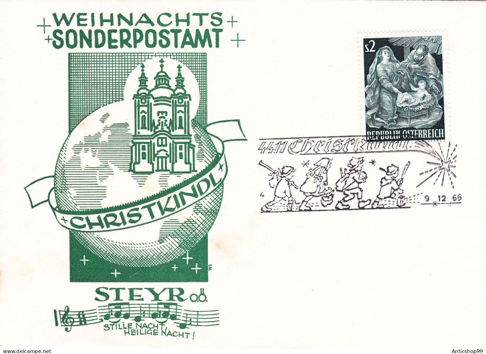 CHRISTMAS ,    COVERS WITH SPECIAL STAMP   1965  AUSTRIA - Christmas