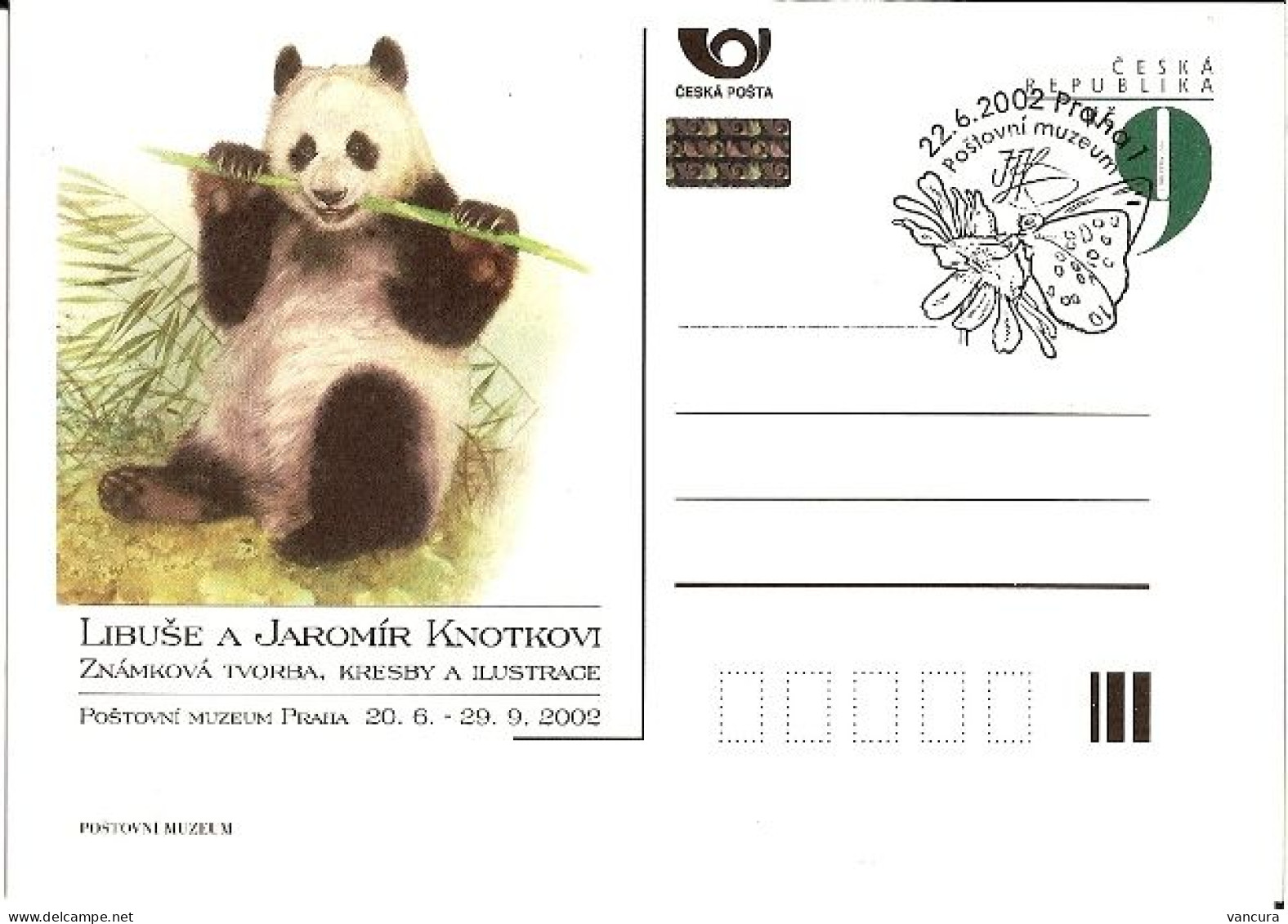CDV PM 29 Czech Republic L. And J. Knotkovi Panda Bear And Butterfly 2002 - Bears
