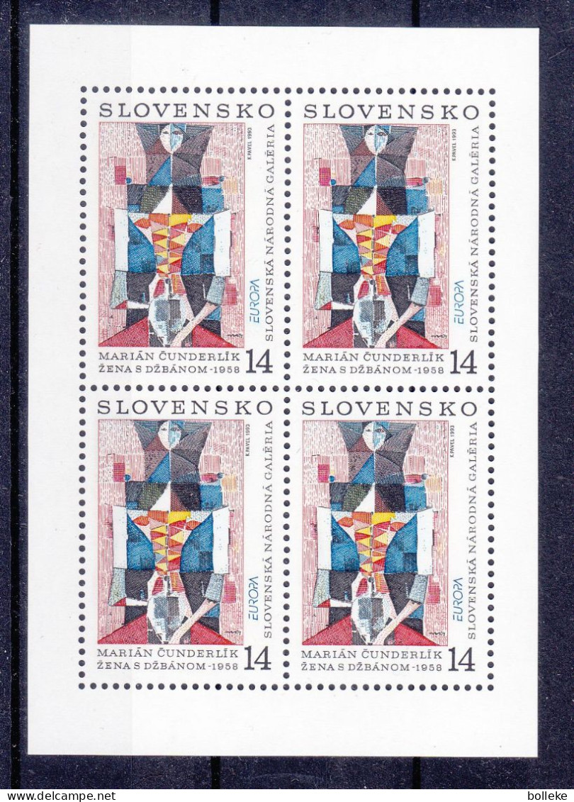 Europa 1993 - Slovaquie - Yvert 140 ** - Bloc De 4 - Peinture - Valeur 28 € +++ - Unused Stamps