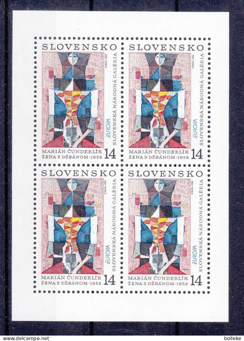 Europa 1993 - Slovaquie - Yvert 140 ** - Bloc De 4 - Peinture - Valeur 28 € +++ - Nuovi